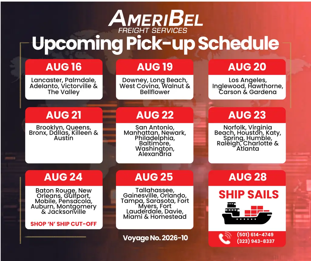 Voyage 2026-10 Pick-Up Schedule: Ship From the USA to Belize This August
